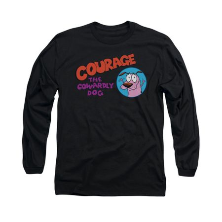 Courage The Cowardly Dog Shirt Courage Logo Long Sleeve Black Tee T-Shirt