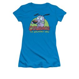 Courage The Cowardly Dog Shirt Juniors Colorful Courage Turquoise Tee T-Shirt