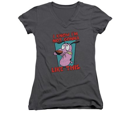 Courage The Cowardly Dog Shirt Juniors V Neck Not Gonna Like Charcoal Tee T-Shirt