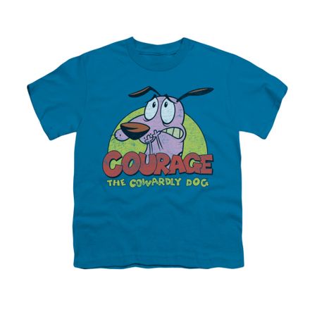 Courage The Cowardly Dog Shirt Kids Colorful Courage Turquoise Youth Tee T-Shirt