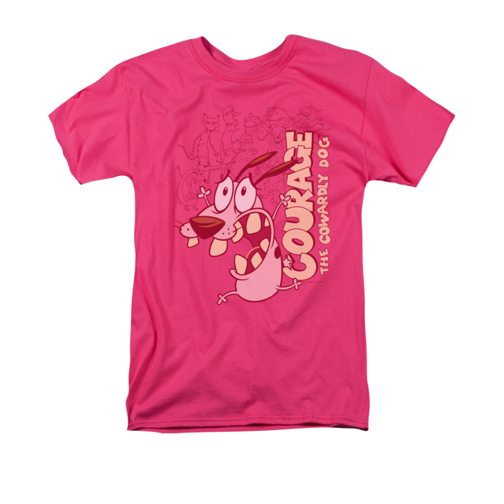 Courage The Cowardly Dog Shirt Running Scared Adult Hot Pink Tee T