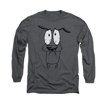 Courage The Cowardly Dog Shirt Scared Long Sleeve Charcoal Tee T-Shirt