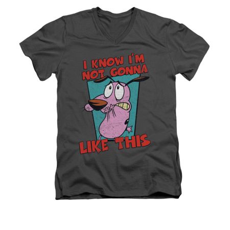 Courage The Cowardly Dog Shirt Slim Fit V Neck Not Gonna Like Charcoal Tee T-Shirt