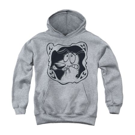 Courage The Cowardly Dog Youth Hoodie Ghost Frame Athletic Heather Kids Hoody