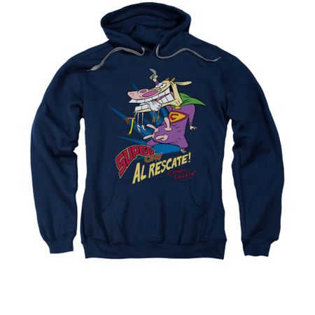 Cow & Chicken Hoodie Sweatshirt Super Cow Navy Adult Hoody Sweat Shirt