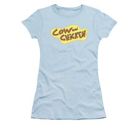 Cow & Chicken Shirt Juniors Logo Light Blue Tee T-Shirt