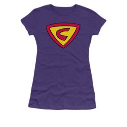 Cow & Chicken Shirt Juniors Super Cow Logo Purple Tee T-Shirt