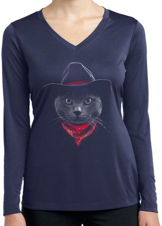 Cowboy Cat Ladies Dry Wicking Long Sleeve
