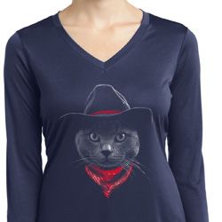 Cowboy Cat Ladies Dry Wicking Long Sleeve