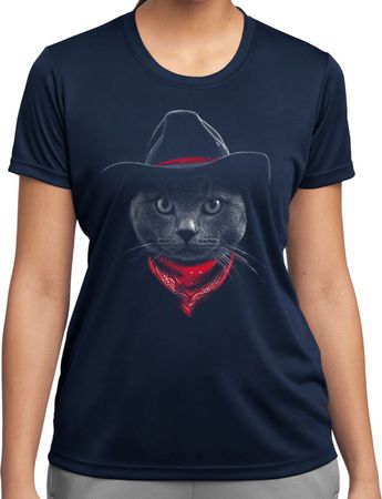 Cowboy Cat Ladies Dry Wicking T-shirt