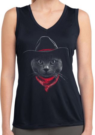 Cowboy Cat Ladies Dry Wicking Tank Top