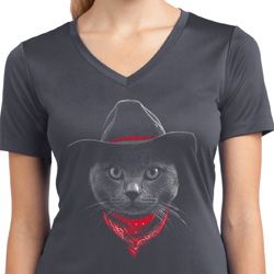 Cowboy Cat Ladies Dry Wicking V-neck