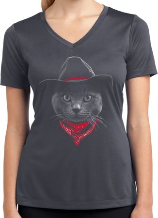 Cowboy Cat Ladies Dry Wicking V-neck