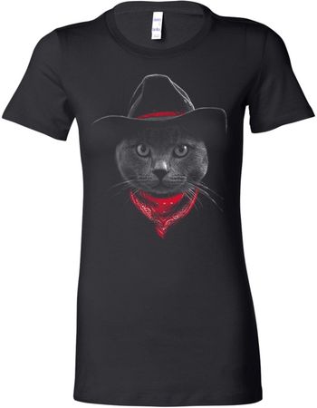 Cowboy Cat Ladies Longer Length Shirt