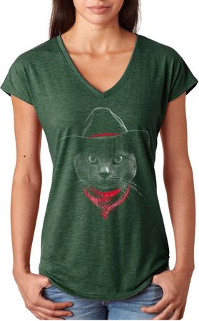 Cowboy Cat Ladies Tri Blend V-neck