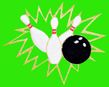 Crashing Bowling Pins Iron-On Applique Patch