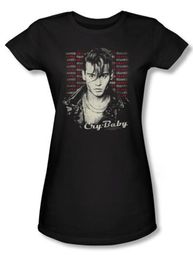 Cry Baby Juniors T-shirt Movie Drapes & Squares Black Tee Shirt