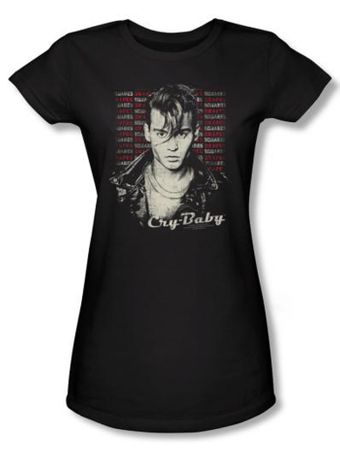 Cry Baby Juniors T-shirt Movie Drapes & Squares Black Tee Shirt