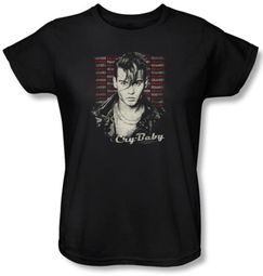 Cry Baby Ladies T-shirt Movie Drapes & Squares Black Tee Shirt
