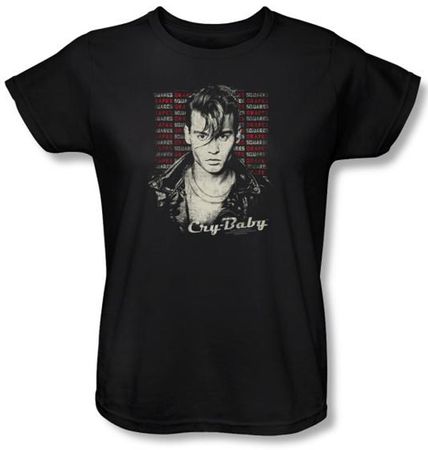 Cry Baby Ladies T-shirt Movie Drapes & Squares Black Tee Shirt