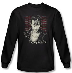 Cry Baby T-shirt Movie Drapes & Squares Black Long Sleeve Tee Shirt