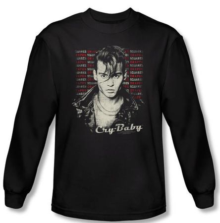Cry Baby T-shirt Movie Drapes & Squares Black Long Sleeve Tee Shirt