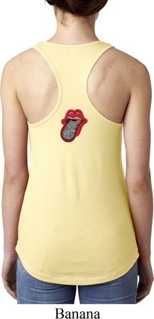 Crystal Tongue Patch Back Print Ladies Ideal Tank Top