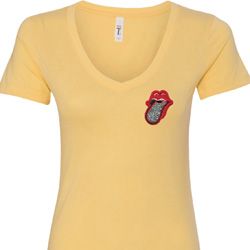 Crystal Tongue Patch Ladies Pocket Print Shirts