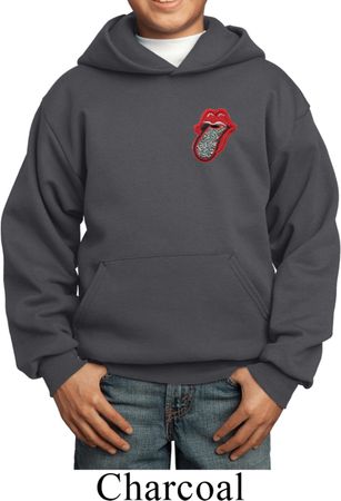 Crystal Tongue Patch Pocket Print Kids Hoodie
