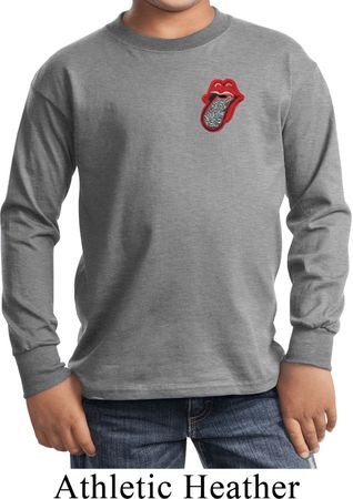 Crystal Tongue Patch Pocket Print Kids Long Sleeve Shirt