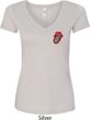 Crystal Tongue Patch Pocket Print Ladies V-Neck Shirt