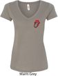 Crystal Tongue Patch Pocket Print Ladies V-Neck Shirt