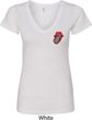 Crystal Tongue Patch Pocket Print Ladies V-Neck Shirt