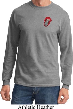 Crystal Tongue Patch Pocket Print Long Sleeve Shirt