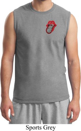 Crystal Tongue Patch Pocket Print Mens Muscle Shirt