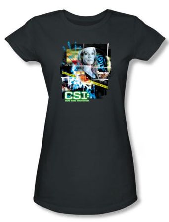 CSI Juniors T-shirt Evidence Collage Girly Charcoal Tee