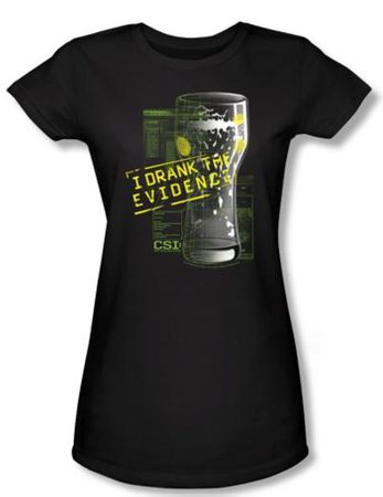 CSI Juniors T-shirt I Drank The Evidence Girly Black Tee
