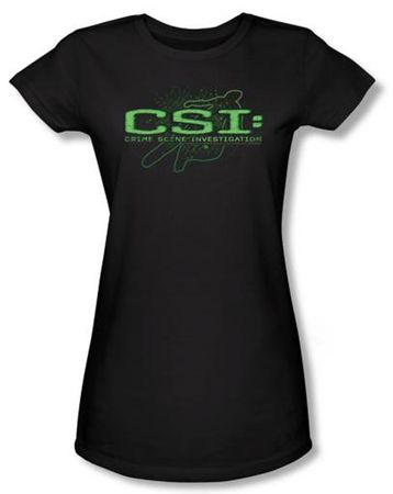 CSI Juniors T-shirt Sketchy Shadow Girly Black Tee