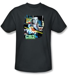 CSI T-shirt - Evidence Collage Adult Charcoal Tee CSI T-shirt - Evidence Collage Adult Charcoal Tee