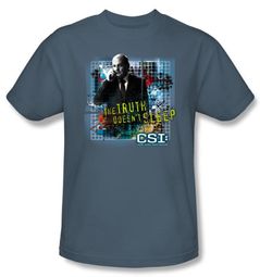 CSI T-shirt - Truth Doesn't Sleep Adult Slate Tee CSI T-shirt - Truth Doesn't Sleep Adult Slate Tee
