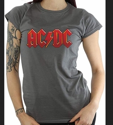 Ladies AC/DC LOGO T-shirt - Charcoal Gray