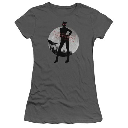 Clearance - Juniors Size CATWOMAN CONVICTED T-shirt - Charcoal Gray
