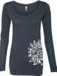 Sketch Lotus Side Print Ladies Yoga Triblend Long-Sleeve Scoop Tee Shirt