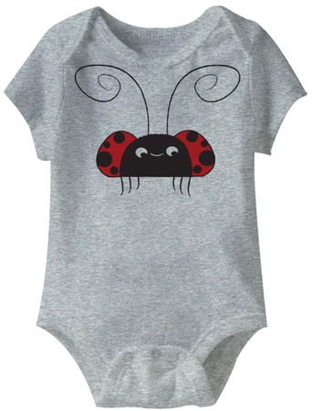 Cute Lady Bug Funny Baby Romper Grey Infant Babies Creeper