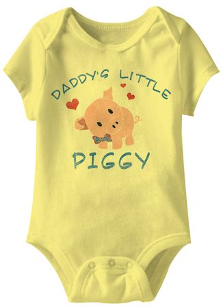 Daddy's Little Piggy Funny Baby Romper Yellow Infant Babies Creeper