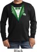Dark Green Tuxedo Kids Long Sleeve Shirt