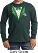 Dark Green Tuxedo Kids Long Sleeve Shirt