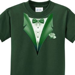 Dark Green Tuxedo Kids Shirts