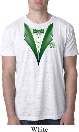 Dark Green Tuxedo Mens Burnout Shirt