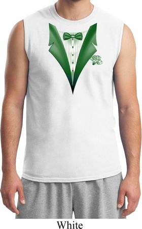 Dark Green Tuxedo Mens Muscle Shirt